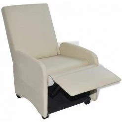Hommoo Fauteuil Pliable Cr豕me Similicuir HDV08911 8 Hommoo Fauteuil Pliable Cr豕me Similicuir HDV08911 -Pas Cher Fauteuil Magasin 25376834 2