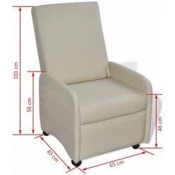 Hommoo Fauteuil Pliable Cr豕me Similicuir HDV08911 11 Hommoo Fauteuil Pliable Cr豕me Similicuir HDV08911 -Pas Cher Fauteuil Magasin 25376834 5