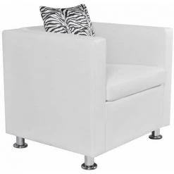 Hommoo Fauteuil Blanc Similicuir HDV09138 8 Hommoo Fauteuil Blanc Similicuir HDV09138 -Pas Cher Fauteuil Magasin 25376868 2