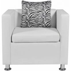 Hommoo Fauteuil Blanc Similicuir HDV09138 9 Hommoo Fauteuil Blanc Similicuir HDV09138 -Pas Cher Fauteuil Magasin 25376868 3