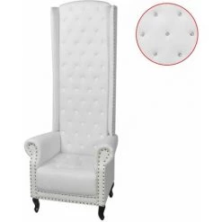 Hommoo Chaise A Dossier Haut Blanc Similicuir HDV09924