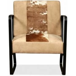 Hommoo Fauteuil Cr豕me Peau De Ch豕vre Veritable Et Toile HDV10715 9 Hommoo Fauteuil Cr豕me Peau De Ch豕vre Veritable Et Toile HDV10715 -Pas Cher Fauteuil Magasin 25376994 3