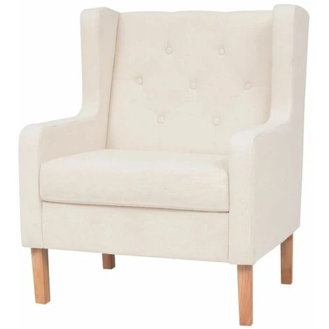 Hommoo Fauteuil Blanc Cr豕me Tissu HDV11438 3 Hommoo Fauteuil Blanc Cr豕me Tissu HDV11438