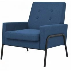 Hommoo Fauteuil Bleu Acier Et Tissu HDV11509
