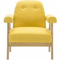Hommoo Fauteuil Jaune Tissu HDV12577 -Pas Cher Fauteuil Magasin 25377121 4