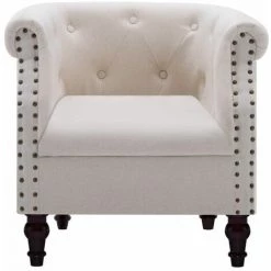 Hommoo Fauteuil Lin Clair Tissu HDV12919 -Pas Cher Fauteuil Magasin 25377142 3