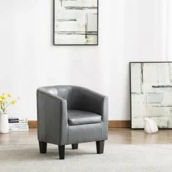 Hommoo Fauteuil Gris Similicuir HDV13891