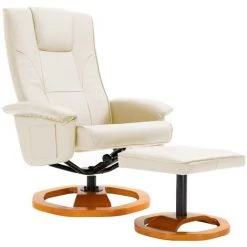 Hommoo Fauteuil TV Pivotant Avec Repose-pied Cr豕me Similicuir HDV14065 8 Hommoo Fauteuil TV Pivotant Avec Repose-pied Cr豕me Similicuir HDV14065 -Pas Cher Fauteuil Magasin 25377328 2