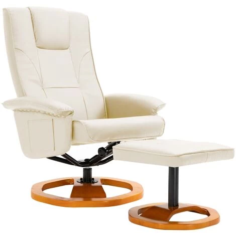 Hommoo Fauteuil TV Pivotant Avec Repose-pied Cr豕me Similicuir HDV14065 4 Hommoo Fauteuil TV Pivotant Avec Repose-pied Cr豕me Similicuir HDV14065 – Image 2
