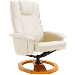 Hommoo Fauteuil TV Pivotant Avec Repose-pied Cr豕me Similicuir HDV14065 9 Hommoo Fauteuil TV Pivotant Avec Repose-pied Cr豕me Similicuir HDV14065 -Pas Cher Fauteuil Magasin 25377328 3