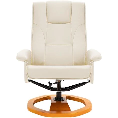 Hommoo Fauteuil TV Pivotant Avec Repose-pied Cr豕me Similicuir HDV14065 6 Hommoo Fauteuil TV Pivotant Avec Repose-pied Cr豕me Similicuir HDV14065 – Image 4