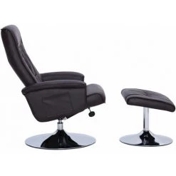 Hommoo Fauteuil Inclinable Avec Repose-pied Marron Similicuir HDV14112 -Pas Cher Fauteuil Magasin 25377411 4