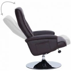 Hommoo Fauteuil Inclinable Avec Repose-pied Marron Similicuir HDV14112 -Pas Cher Fauteuil Magasin 25377411 5