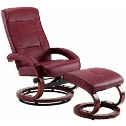 Hommoo Fauteuil Inclinable Avec Repose-pied Rouge Bordeaux Similicuir HDV14136 -Pas Cher Fauteuil Magasin 25377518 2
