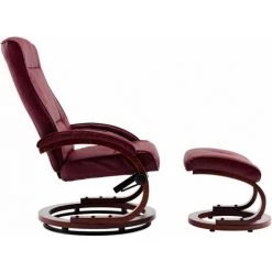 Hommoo Fauteuil Inclinable Avec Repose-pied Rouge Bordeaux Similicuir HDV14136 -Pas Cher Fauteuil Magasin 25377518 4