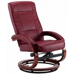 Hommoo Fauteuil Inclinable Avec Repose-pied Rouge Bordeaux Similicuir HDV14136 -Pas Cher Fauteuil Magasin 25377518 5