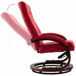 Hommoo Fauteuil Inclinable Avec Repose-pied Rouge Similicuir HDV14137 -Pas Cher Fauteuil Magasin 25377522 5