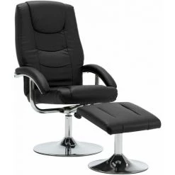 Hommoo Fauteuil Inclinable Avec Repose-pied Noir Similicuir HDV14188 -Pas Cher Fauteuil Magasin 25377641 2