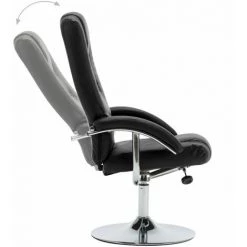 Hommoo Fauteuil Inclinable Avec Repose-pied Noir Similicuir HDV14188 -Pas Cher Fauteuil Magasin 25377641 5