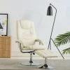 Hommoo Fauteuil Inclinable Avec Repose-pied Blanc Cr豕me Similicuir HDV14191 -Pas Cher Fauteuil Magasin 25377653 1