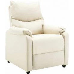 Hommoo Fauteuil TV Cr豕me Tissu HDV14220 -Pas Cher Fauteuil Magasin 25377671 2