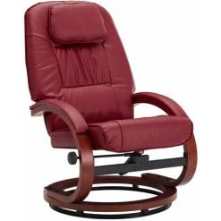 Hommoo Fauteuil Inclinable Avec Repose-pied Rouge Bordeaux Similicuir HDV14240 -Pas Cher Fauteuil Magasin 25377706 4