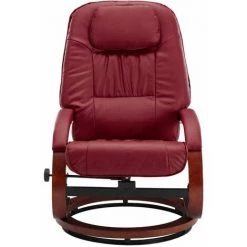 Hommoo Fauteuil Inclinable Avec Repose-pied Rouge Bordeaux Similicuir HDV14240 -Pas Cher Fauteuil Magasin 25377706 5