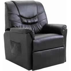 Hommoo Chaise Inclinable Noir Similicuir HDV14324