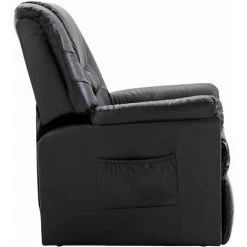 Hommoo Chaise Inclinable Noir Similicuir HDV14324 9 Hommoo Chaise Inclinable Noir Similicuir HDV14324 -Pas Cher Fauteuil Magasin 25377714 3