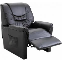 Hommoo Chaise Inclinable Noir Similicuir HDV14324 11 Hommoo Chaise Inclinable Noir Similicuir HDV14324 -Pas Cher Fauteuil Magasin 25377714 5