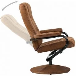 Hommoo Fauteuil TV Avec Repose-pied Marron Similicuir Daim HDV14408 9 Hommoo Fauteuil TV Avec Repose-pied Marron Similicuir Daim HDV14408 -Pas Cher Fauteuil Magasin 25377741 3
