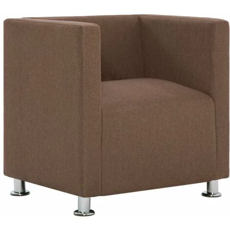 Hommoo Fauteuil Cube Marron Tissu HDV23431 4 Hommoo Fauteuil Cube Marron Tissu HDV23431 – Image 2