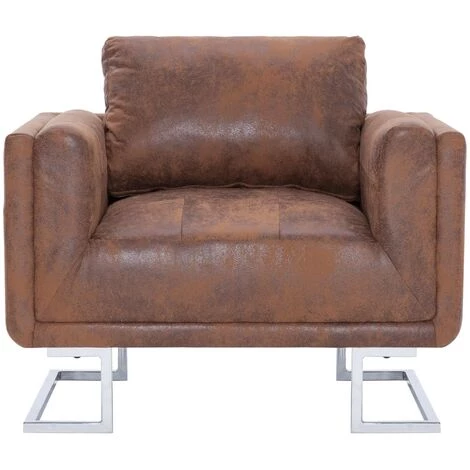 Hommoo Fauteuil Cube Marron Similicuir Daim HDV23438 6 Hommoo Fauteuil Cube Marron Similicuir Daim HDV23438 – Image 4