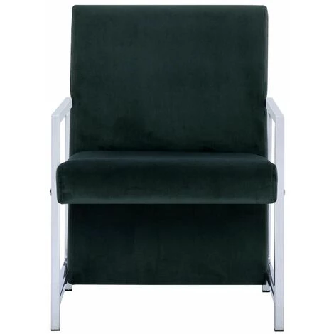 Hommoo Fauteuil Avec Pieds En Chrome Vert Fonce Velours HDV23443 6 Hommoo Fauteuil Avec Pieds En Chrome Vert Fonce Velours HDV23443 – Image 4