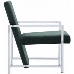 Hommoo Fauteuil Avec Pieds En Chrome Vert Fonce Velours HDV23443 11 Hommoo Fauteuil Avec Pieds En Chrome Vert Fonce Velours HDV23443 -Pas Cher Fauteuil Magasin 25378021 5