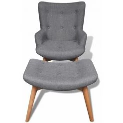 Hommoo Fauteuil Avec Repose-pied Gris Tissu HDV33057 -Pas Cher Fauteuil Magasin 25378128 5