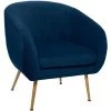 Fauteuil Velours Plisse Bleu Solaro Atmosphera