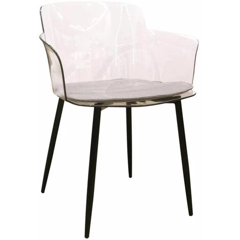 ALTOBUY TRINA - Lot De 4 Fauteuils Transparents Et Pieds Métal - Transparent 4 ALTOBUY TRINA - Lot De 4 Fauteuils Transparents Et Pieds Métal - Transparent – Image 2