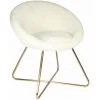 ALTOBUY COCOON - Fauteuil Blanc Imitation Fourrure Pieds Métalliques - Blanc