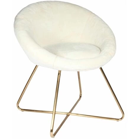 ALTOBUY COCOON - Fauteuil Blanc Imitation Fourrure Pieds Métalliques - Blanc 3 ALTOBUY COCOON - Fauteuil Blanc Imitation Fourrure Pieds Métalliques - Blanc