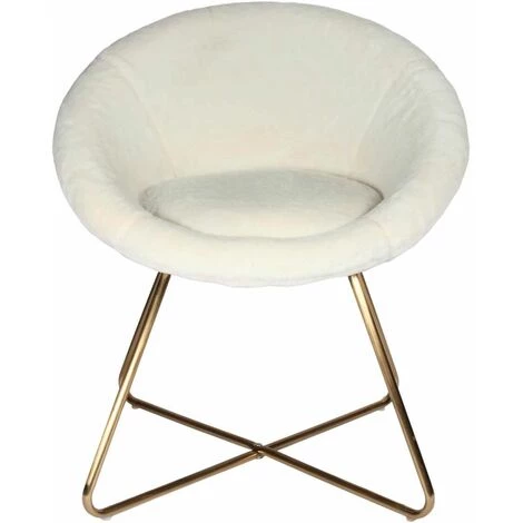 ALTOBUY COCOON - Fauteuil Blanc Imitation Fourrure Pieds Métalliques - Blanc 5 ALTOBUY COCOON - Fauteuil Blanc Imitation Fourrure Pieds Métalliques - Blanc – Image 3