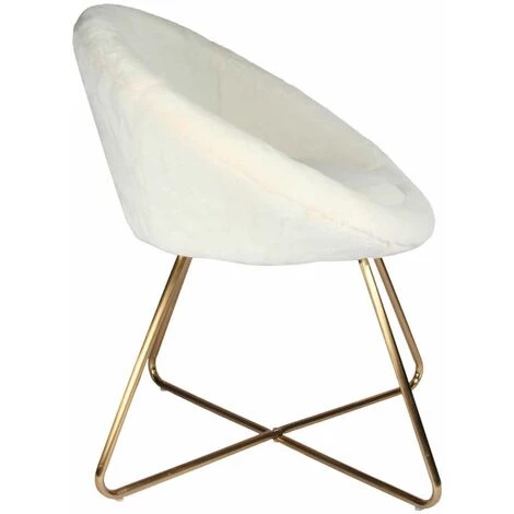 ALTOBUY COCOON - Fauteuil Blanc Imitation Fourrure Pieds Métalliques - Blanc 6 ALTOBUY COCOON - Fauteuil Blanc Imitation Fourrure Pieds Métalliques - Blanc – Image 4
