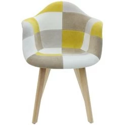 THE HOME DECO FACTORY Fauteuil Patchwork Jaune Home Deco Factory -Pas Cher Fauteuil Magasin 25576139 2