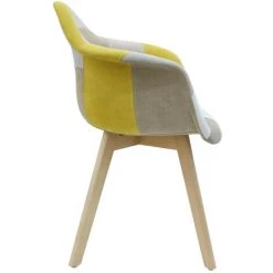 THE HOME DECO FACTORY Fauteuil Patchwork Jaune Home Deco Factory -Pas Cher Fauteuil Magasin 25576139 3