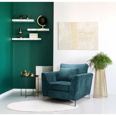 FORINVEST Fauteuil Isla Velours Côtelé Bleu - Bleu Orage - Bleu 3 FORINVEST Fauteuil Isla Velours Côtelé Bleu - Bleu Orage - Bleu