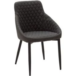 FASHION COMMERCE Fauteuil En Tissu Gris Foncé Capitonné à Losanges - Grigio