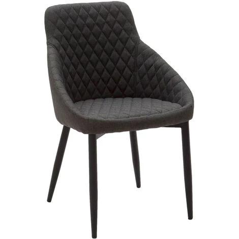 FASHION COMMERCE Fauteuil En Tissu Gris Foncé Capitonné à Losanges - Grigio 3 FASHION COMMERCE Fauteuil En Tissu Gris Foncé Capitonné à Losanges - Grigio