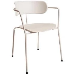 Lot De 4 Fauteuils Fashion Commerce En Métal Blanc Avec Assise Et Dossier En Polypropylène Gris - Bianco