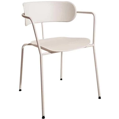 Lot De 4 Fauteuils Fashion Commerce En Métal Blanc Avec Assise Et Dossier En Polypropylène Gris - Bianco 3 Lot De 4 Fauteuils Fashion Commerce En Métal Blanc Avec Assise Et Dossier En Polypropylène Gris - Bianco