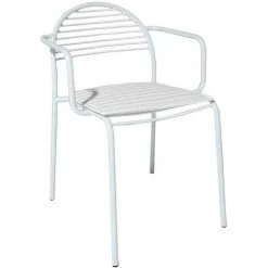 Lot De 2 Chaises Fashion Commerce En Fer Blanc Avec Assise En Simili Cuir - Bianco